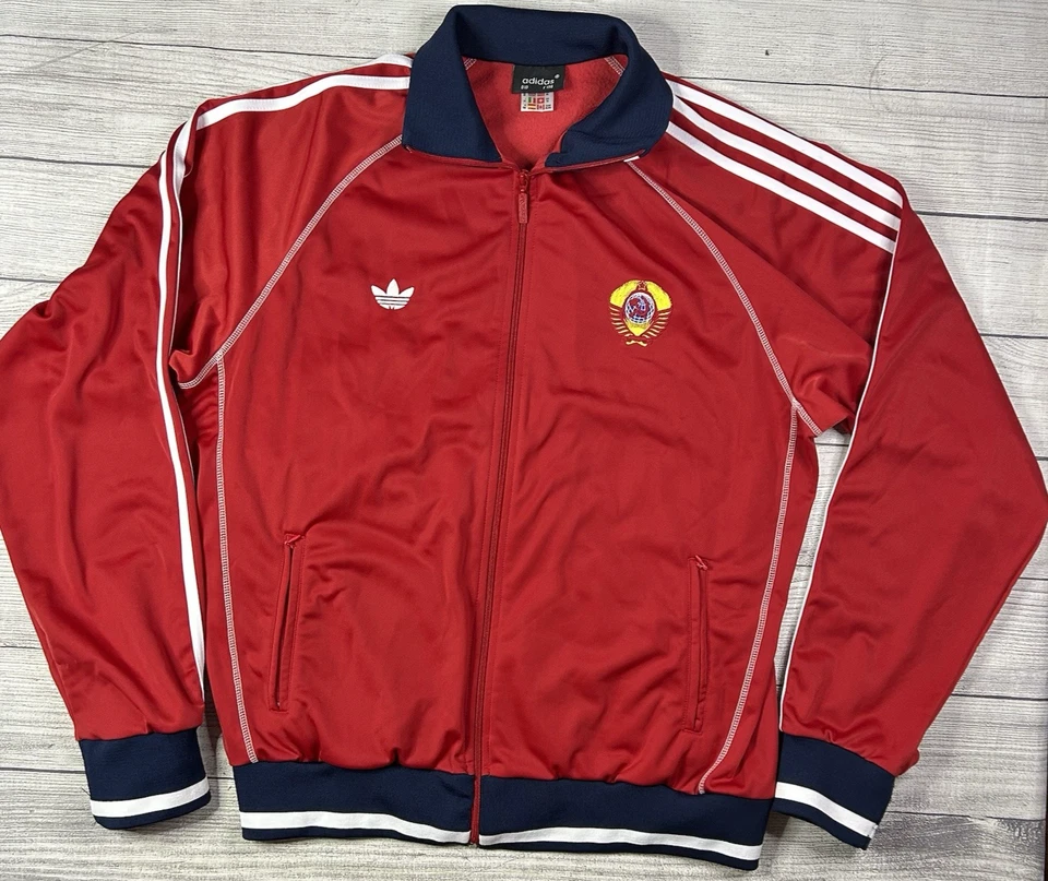 Vintage Soviet Union CCCP Adidas Track Jacket Size XL 90s USSR D10 F198 - Image 1 of 4