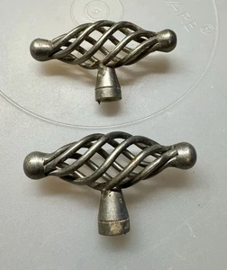 Vintage Spiral Design Drawer Pulls Cabinet Knobs Silver Tone T-shape - Picture 1 of 1
