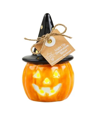 Pastel de barro ~ Witch Jack -O-Lantern Light Up Sitter Foto 1 de 2