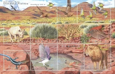 Namibia 2024  Etendeka Plateau animals Birds Fauna Souvenir Sheet MNH - Image 1 of 3