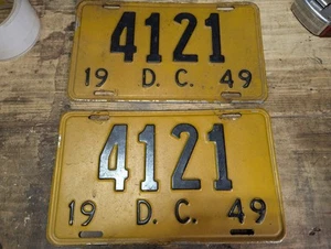 (2) - MATCHING PAIR -1949 -WASHINGTON D.C. LICENSE PLATES - DISTRICT OF COLUMBIA - Picture 1 of 6
