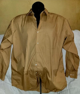 Valerio Garati 浅金色长袖连衣裙/休闲衬衫 16 1/2 码 — 第 1/4 张图片