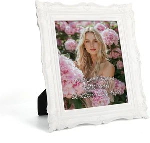8x10 Vintage Style White Picture Frame - Ornate Antique Motif Picture Frame - Picture 1 of 5