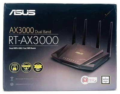 ASUS RT-AX3000 Dual Band Wi-Fi 6 802.11ax AX3000 Gigabit Wireless Router Black - Image 1 of 4