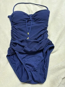 Vintage Lauren Ralph Lauren Dark Blue One Piece Strapless Swimsuit Sz 4 - Picture 1 of 4
