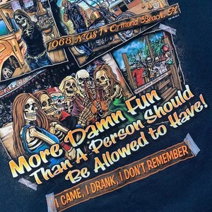 Iron Horse Saloon Shirt Fits Medium Biker Pocket Tee Skull Graphic Ormond Beach - Bild 1 von 15