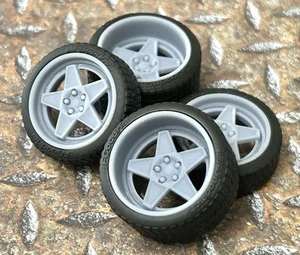 1/24 Scale: 21/20 Inch “Ferrari F40” Wheels W/ Wide Rear Street Tires - Picture 1 of 7