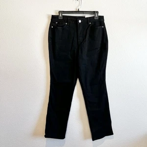 NWT Christopher & Banks Jeans 6S Black High Rise Relaxed Straight Denim Pants - Picture 1 of 13