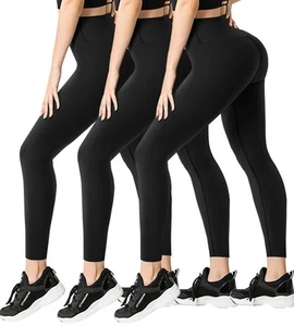 3 Pack Leggings for Women Non See Through-Workout High Waisted Tummy Control ... - Picture 1 of 7