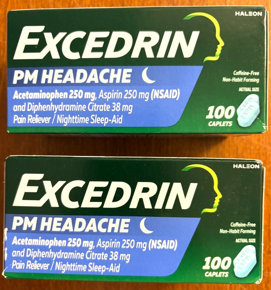Excedrin PM Headache + Sleep Aid 100/ct *LOT OF 2*  EXP:06/2027 - Image 1 of 1
