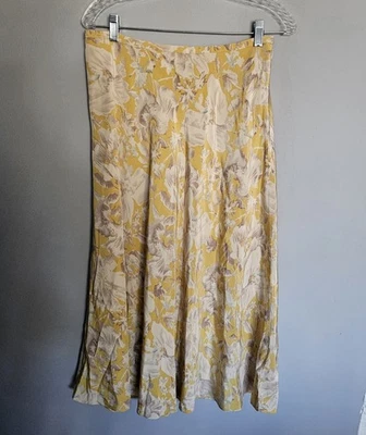 Falda midi Sundance 100 % seda talla 6 amarilla floral romántica cottagecore romántica Foto 1 de 4
