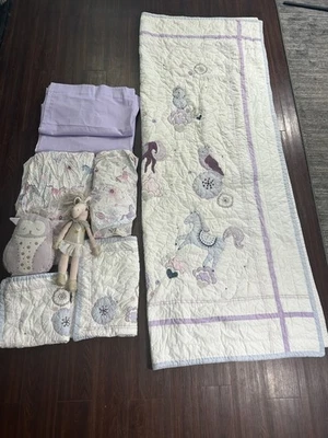 VTG Pottery Barn Kids Aria Horse Owls Full Twin Quilted Quilt Sham Sheets Set - Image 1 of 4