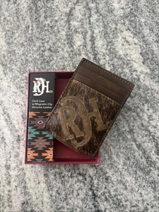 Red Dirt Western Mens Card Case Money Clip Leather Brindle Hair Logo 22228875M5 - Picture 1 of 4