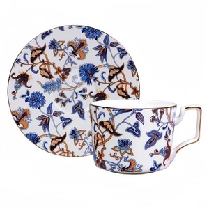 8.5 Ounces Tea Cup and Saucer Set Floral Tea Coffee Cup with Saucer Bone Chin... - Picture 1 of 7