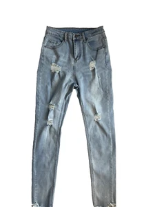 Roswear High Rise Frayed Ankle Jeans Stretch Gr. S (26x29) helle Waschung Neu ohne Etikett - Bild 1 von 8