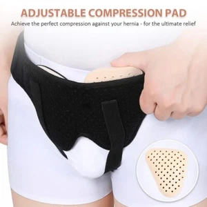 Men Women Adjustable Inguinal Bilateral Hernia Support Belt Intestinal Exhaus US - Picture 1 of 14