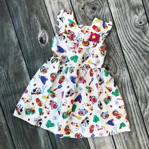 Vintage Disney Catalog Dress SZ 6 7 Minnie Mouse Gardening Cotton White Summer - Picture 1 of 10