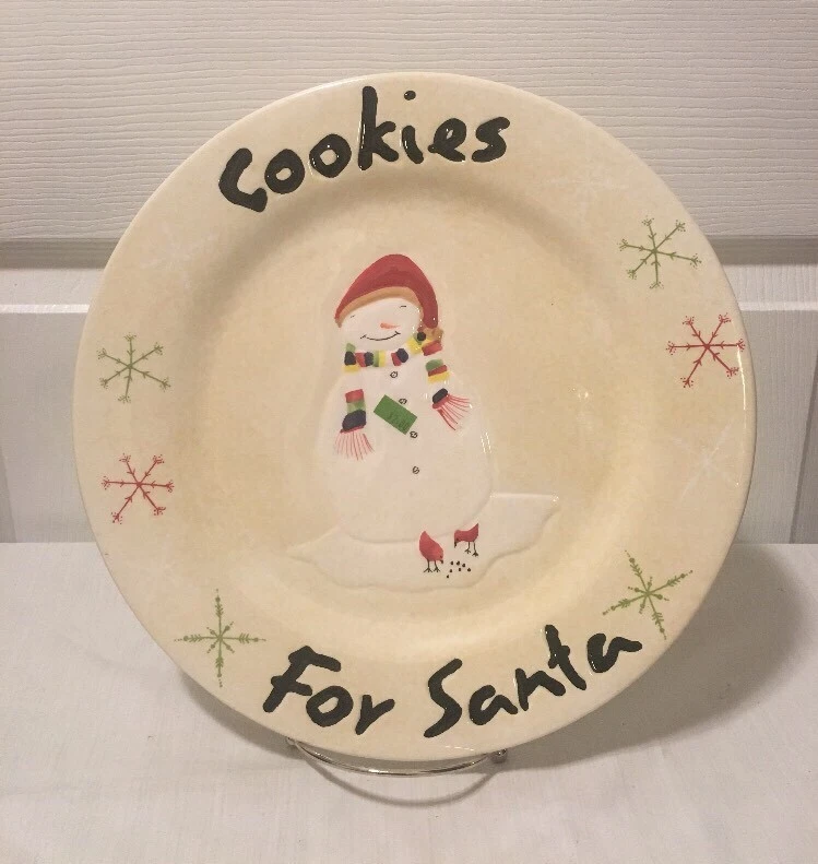 Oneida Snowman COOKIES FOR SANTA Platter Snowman Snowflake 12" Christmas Plate - Image 1 of 1
