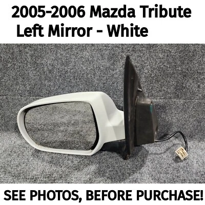 Espejo retrovisor lateral izquierdo Mazda Tribute 2005-2006 blanco eléctrico (usado OEM) Foto 1 de 4