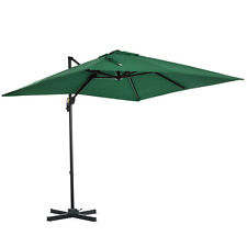 Outsunny Square Cantilever Roma Parasol 360 Rotation w/ Hand Crank, Green