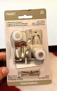 Brainard Sliding Door hangers 1/8" Offset Adjustable brass plated NEW - Picture 1 of 8