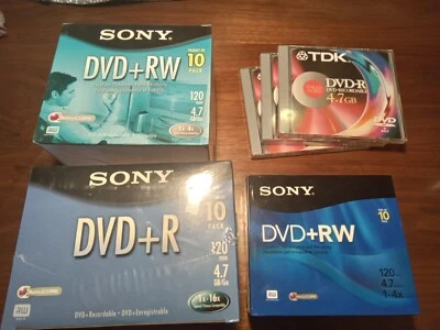 NUEVO Sony DVD+R/RW Regrabable LOTE TDK 120 Min 4.7 GB/Go 1x-4x 1X-16X Foto 1 de 4