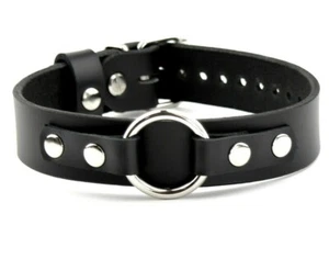 DELUXE Black Top Quality Genuine Leather Collar Handcrafted collared col16Blk - Bild 1 von 3