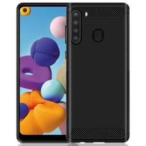 NUOVISSIMA custodia sottile morbida in fibra di carbonio antipolvere per Samsung Galaxy A21 SM-A215U - Foto 1 di 1