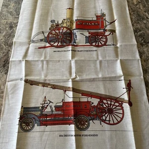 Vintage “Fire Engines” By Ulster Linen - Picture 1 of 6