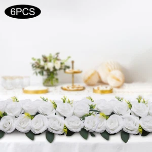 6Pcs Wedding Dining Table Flower Centerpiece Artificial Rose Flower Arrangement - Picture 1 of 18