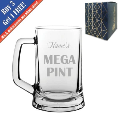 CNC GROUP Personalised Engraved Mega Pint Beer Glass, Novelty Tankard, Bold Design