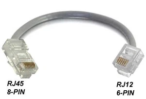 2XRJ45 CAT5 ETHERNET 8P8C 8PIN to RJ12 RJ11 6P6C 6PIN PHONE NETWORK ADAPTER MALE - Picture 1 of 1