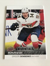 NHL Card, Grigori Denisenko, Rookie Arrivals, Credetials 2021-22, Florida
