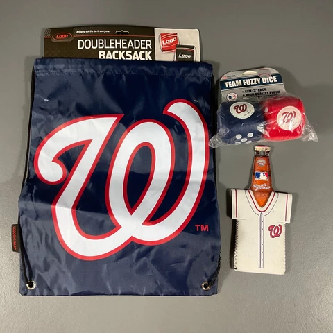 Washington Nationals MLB Ultimate Fan Gift Lot Dice, Bottle Sleeve, Backpack Cover