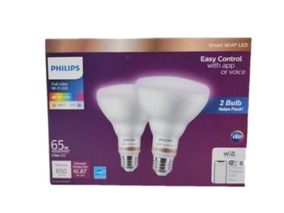Philips WiZ - BR30 Full Color Bulb (2-pack) App or Voice Control 650 lms (B87) - Image 1 of 4