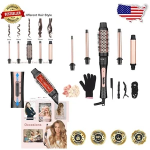 All-in-One Curling Iron Set with 5 Interchangeable Barrels & Safety Features - Picture 1 of 11
