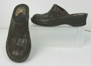 DR. SCHOLL'S Massaging Gel Insoles Brown Slip On Clogs Catalina Style Sz 7.5 GUC - Picture 1 of 10