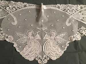Beautiful Ivory~Polyester~4 ANGELS MANTEL SCARF~19”X 94"~NEW~FAST SHIPPING - Picture 1 of 6