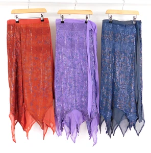 Gringo Orange Purple Grey Wrap Skirts Bundle Size M/L Boho Metallic Detail Nepal - Picture 1 of 7