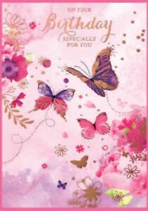 Open Female ~ Contemporary Butterfly Birthday Card ~ by Simon Elvin ~ Free P&P