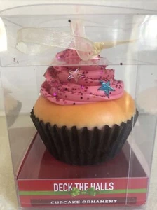 Pink Glittered Cupcake w/ Sprinkles Christmas Tree Ornament - Picture 1 of 6