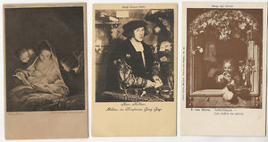 98/393 POST ARTIST CARDS - F. van MIERIS SOAP BUBBLES + HANS HOLLEG + MARATTI