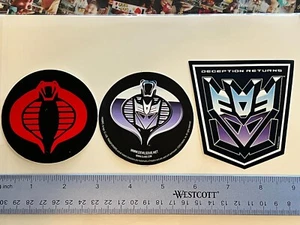 VINTAGE GI JOE AND TRANSFORMER LOGO STICKERS COBRA DECEPTICON 2002 DEVILS DUE - Picture 1 of 4