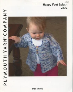 Plymouth Knitting Pattern 2822 Happy Feet Splash Baby Kimono Newborn-24months - Picture 1 of 2