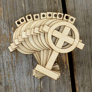 10x Wooden Grave Stone Celtic Thin Cross Craft Shape 3mmPly Halloween Decoration - Picture 1 of 3