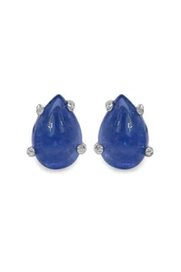Nobile 1,14 Tanzanite Orecchini 925 Argento Gocce Cabochon Taglio Africa Unisex - Foto 1 di 10