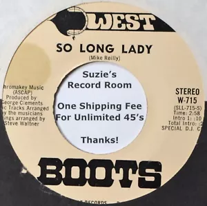 Boots So Long Lady Private Country DJ WEST Records 45 7" Vinyl -Check Coupons! - Picture 1 of 3