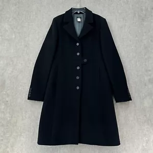 J Crew Lady Day Italian Double Cloth Peacoat Wool Coat 12 Tall Black Jacket - Picture 1 of 9