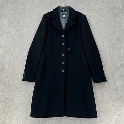 J Crew Lady Day Italian Double Cloth Peacoat Wool Coat 12 Tall Black Jacket - Image 1 of 4