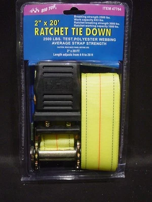 Correa de amarre de trinquete de 20 pies X 2 pulgadas gancho recubierto de vinilo 2500 libras resistente Foto 1 de 4